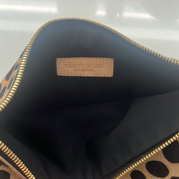 CLARE V. Leopard Ponyhair Clutch/ Pouch - Picture 2 of 5